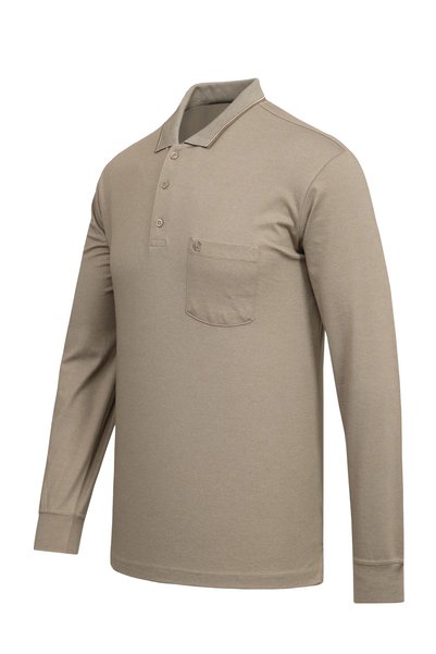 Çizgi Triko Men's Polo Collar Long Sleeve Pocket Seasonal Sand Combed Cotton Sweat Classic Pattern - 5306 Bat