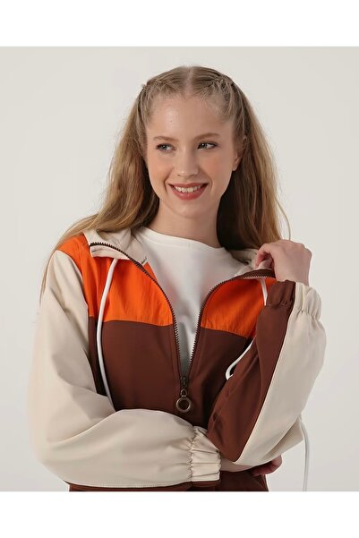 ALLDAY Trening cu glugă maro deschis din doua piese