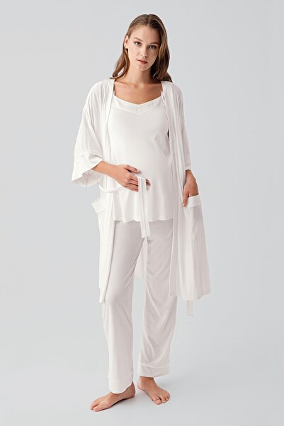 Artış Strappy Flexible Viscous Maternity Dressing Gown Pajama Set