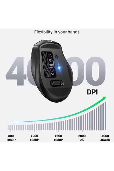 Ugreen Mouse wireless, 2.4GHz, Bluetooth, ergonomic, MU006S - Gri