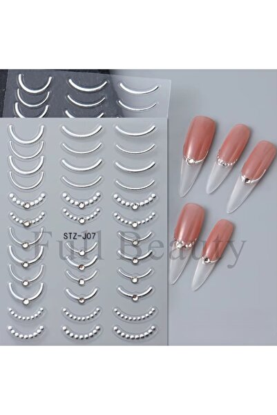 delis 3D Marquise nail stickers, STICKER113, Silver