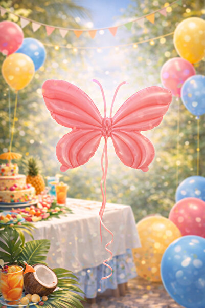 Happyewent Pink Butterfly Foil Balloon – Packaged (47.5X59.5 cm)