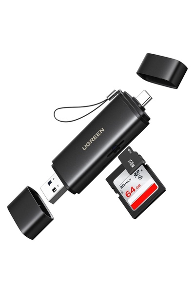 Ugreen Cititor de carduri Type-C/USB la USB, card SD/TF, 312MB/s, CM803, negru