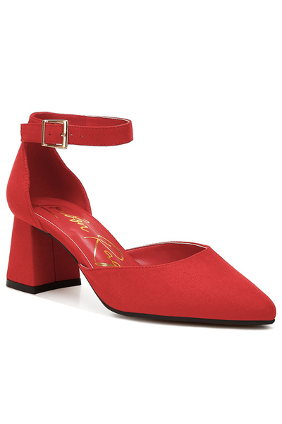 london Rag Women Microfiber Block Heel Sandals in Red