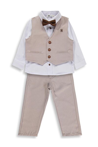 Civil Boys set cu vestă Set de 3 piese pentru vârsta 2-5 ani - Bej