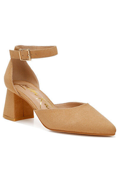 london Rag Women Microfiber Block Heel Sandals in Beige