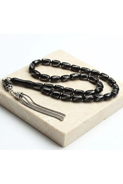 BlackCraft Oltu Stone Spiral Capsule Cut Rosary