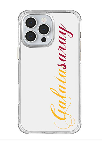 Galatasaray حافظة هاتف شفافة باللون الأصفر والأحمر مكتوبة يدويًا لهاتف آيفون ...