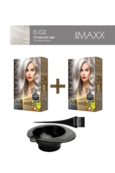 MAXX DELUXE 2'li Beauty Expert Set Boya 0.02 Titanyum Gri, Boya Tası ve Fırça...