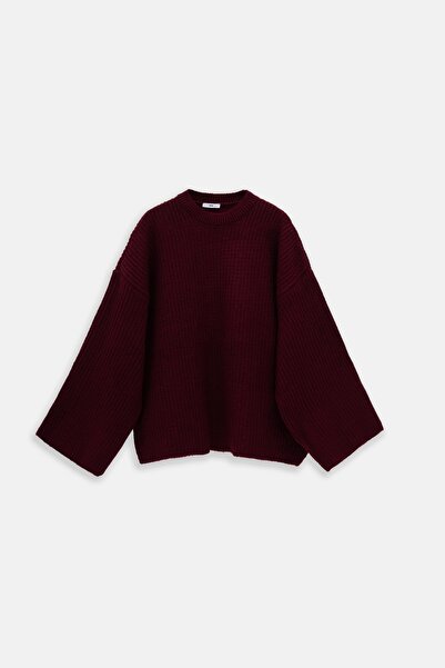 EBU Prive Women's Oversized Knitwear Sweater Claret Red