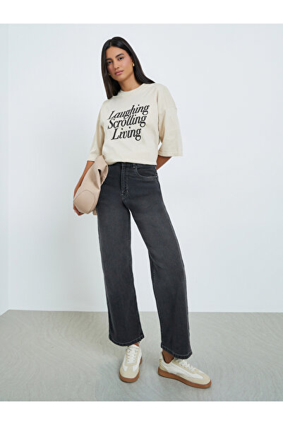 Styli Charcoal Straight Leg Low Fade Jeans