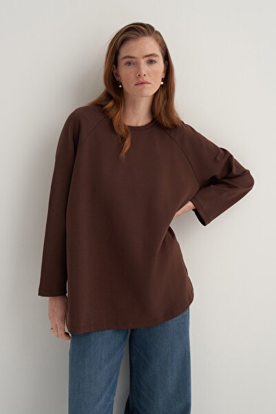 EBU Prive Women's Interlock Long Sleeve Sweatshirt Brown