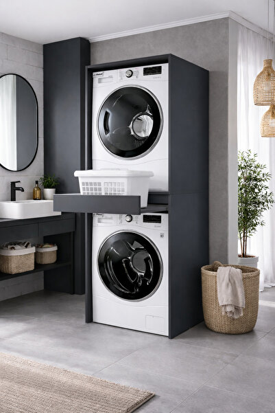 Bladimo Duru Çamaşır Makinası Dolabı Ve Kurutma Makinası Dolabı Çekmeceli Ban...