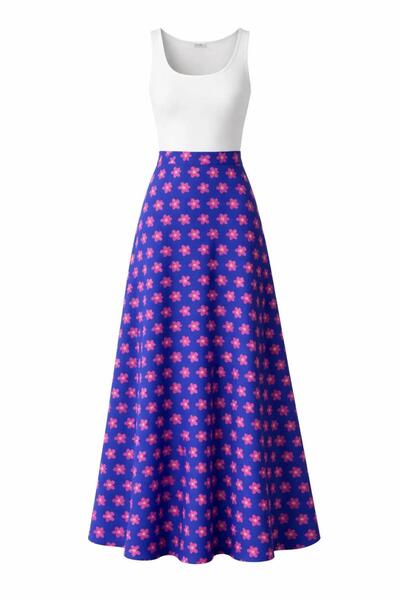 Eight Fashion Жіноча довга спідниця з віскози темно-синього та рожевого кольо...