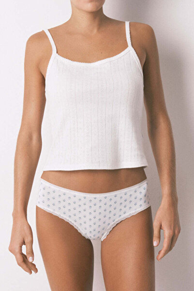 Women'secret White wide Brazilian briefs with floral print
