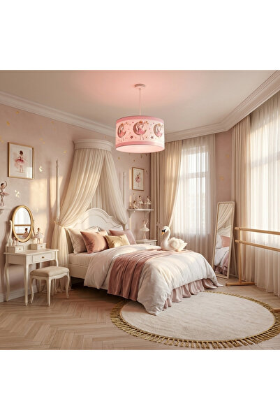 instababyrooms Luxury Balerin Prenses Çocuk Odası Avize – Gold Detaylı Pembe ...