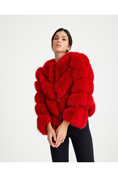 Milano Calvino Women's V-Form Zippered Convertible Fur Jacket (Can Be Made in...