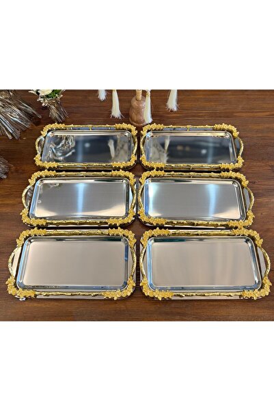 atabey home 2 Pieces Baton Japanese Rose Silver Presentation Tray & Coffee & ...