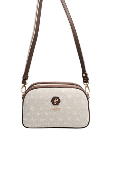 Silver Polo Silver & Polo Sp745 Women's Crossbody Bag Monogram Stone-Brown