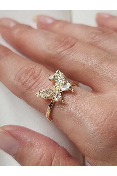 ZÜLİSCH خاتم فولاذي ذهبي قابل للتعديل من نوع KELEBEK بجودة نحاسية فولاذية