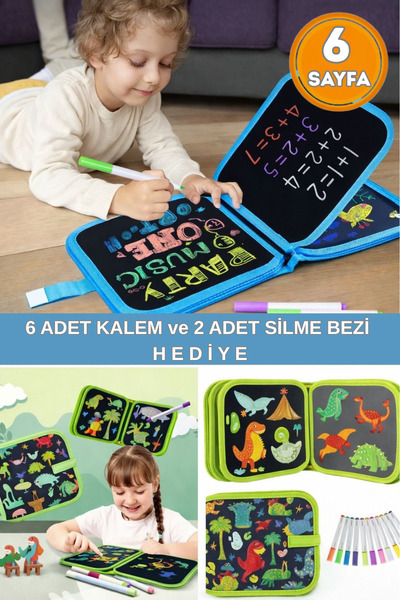 safestore Erasable Doodle Drawing Pad / 6 Pens and 2 Erasing Cloths Gift