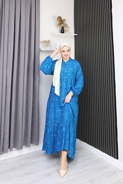 AXXAN Cotton Dresses in Viscose Package, Patterned Half-Buttoned Anti-Sweat H...