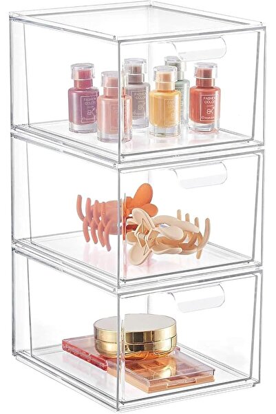 Arabest Stackable Makeup Organizers,Clear Acrylic Cosmetics Storage Drawers f...