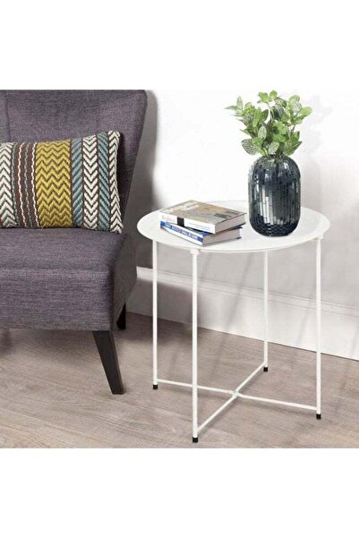 Nadrab White round steel table