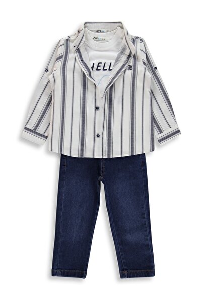 Civil Boys Set 3 piese pentru copii 2-5 ani cu pantaloni din denim - Albastru...