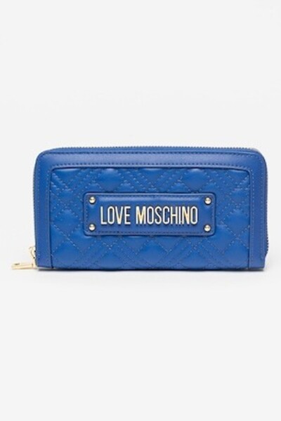 Love Moschino Quilted Wallet with Metallic Logo, Royal Blue