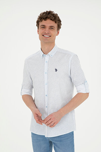 U.S. Polo Assn. Cămașă Bărbați Albastru Deschis Cu Model Abstract Și Logo Dis...