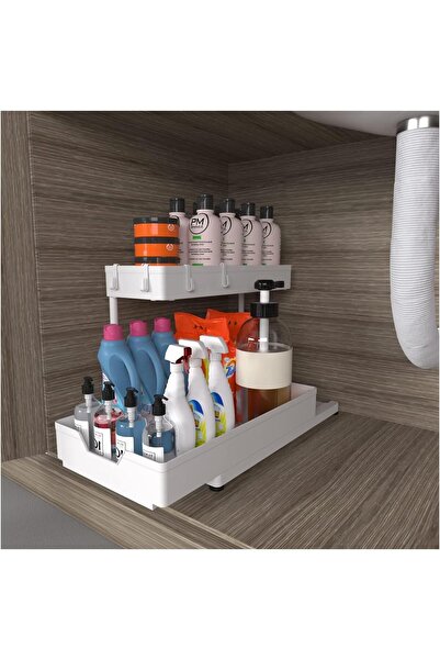 Arabest Under Sink Organizer, 2-Tier Pull Out Storage Drawers for Kitchen and...