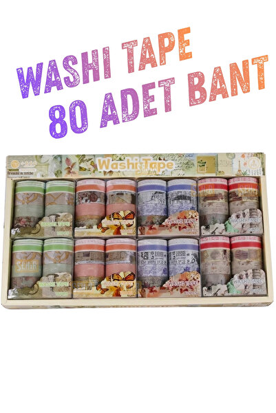 Şehir Online Mağazacılık 80'li Vintage Harita,Çiçek ve Pul Desenli Washi Tape...
