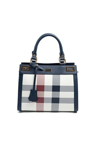 Silver Polo Silver & polo sp1174 women's Clutch Bag Plaid white-navy blue