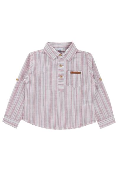 ZEYNEVA Timo Men's Half Placket Striped Shirt - Claret Red
