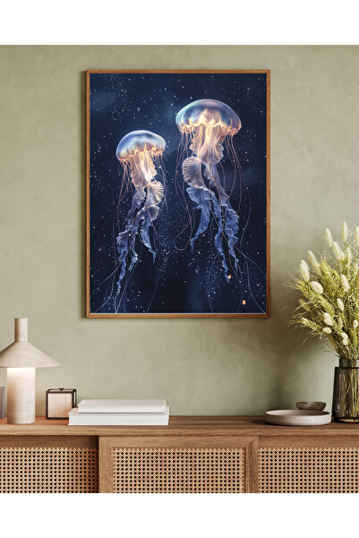 Tuba Decor Tablou într-o singură bucată cu ramă din lemn, serie de artă japandi