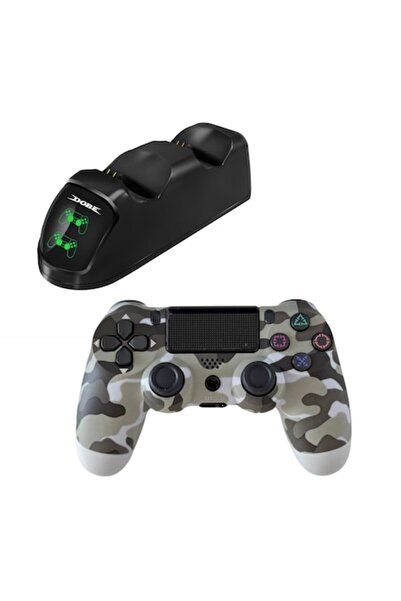 HAPPY JOKER Dual Charging Station and Wireless Controller PS4, Army Grey