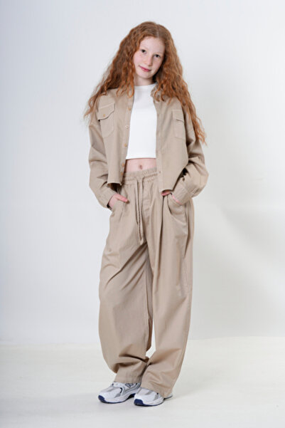 HayKids Κοριτσίστικο Σετ Μουσελίνα Βαμβάκι τεμαχίων - Ροζ κοντομάνικο πουκάμι...