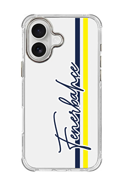 Fenerbahçe License-Protected iPhone 16 Handwritten Yellow Dark Blue Transpare...