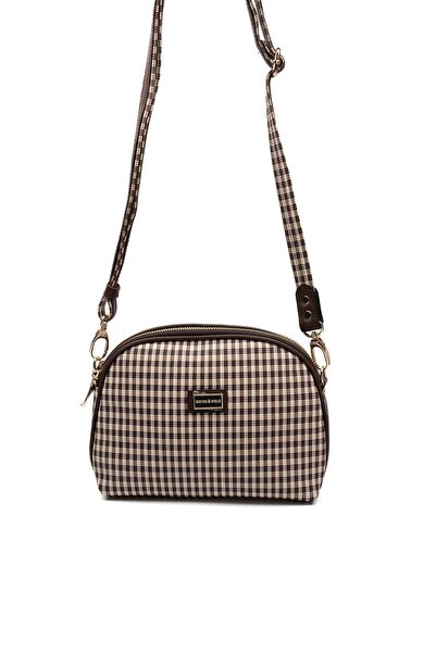 Silver Polo Silver & Polo SP765 Γυναικείο Τσάντα χιαστί Καρό Line Square Καφέ...