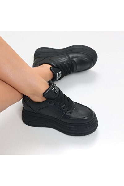 ALOGO Women's Black Platform Sneakers Made of Organic Leather Arnola, 39