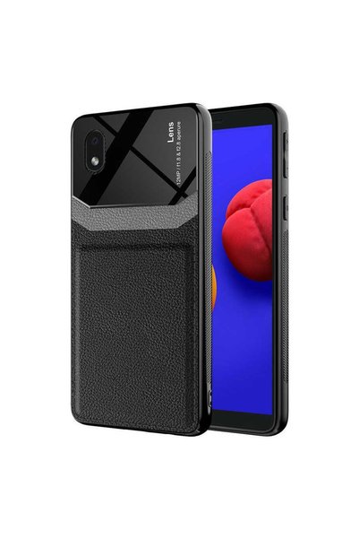 Ceponya Galaxy A01 Core Case Leather-Look Design Hard Back Cover