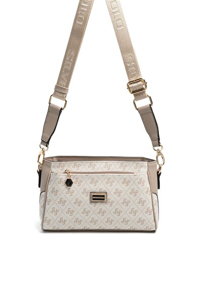 Silver Polo Silver & Polo SP1273 Γυναικείο Τσάντα χιαστί Μονόγραμμα Μπεζ-Άμμος