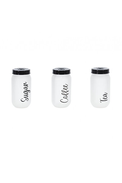 Excellent Houseware Σετ δοχείων αποθήκευσης καφέ/ζάχαρης/τσαγιού, γυαλί/πολυπ...