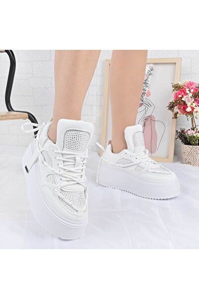 Tmall Pantofi sport pentru femei, - Piele cu strasuri, D1500, alb