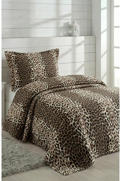 miar home perde tekstil Leopard Printed Li Piqué Single – Bedspread Piqué Set