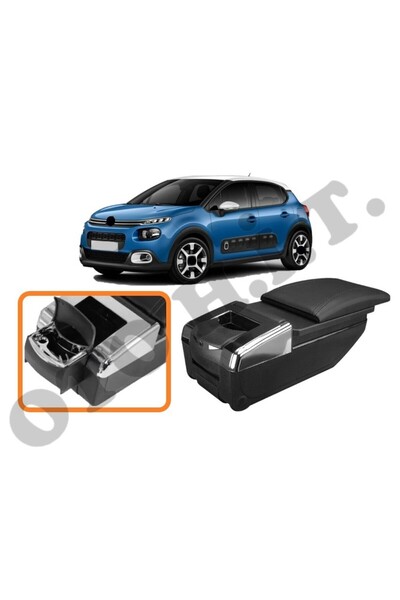 OTO H.İ.T. CİTROEN C3 16 ÜZERİ UYUMLU BARDAKLIKLI LÜKS KOL DAYAMA KOLÇAK SİYA...