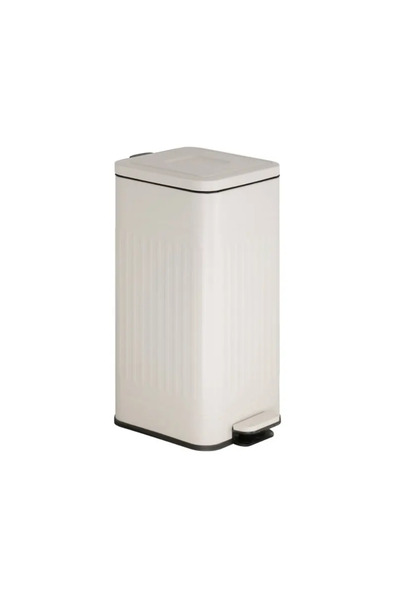 5five Simple Smart Nova Cream Trash Can, metal, with pedal, 35 x D. 27 x H. 5...