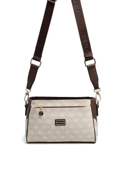 Silver Polo Silver & Polo Sp1273 Women's Crossbody Bag Monogram Stone-Brown