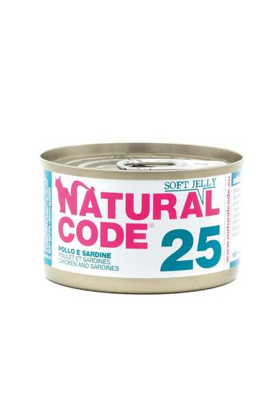 Natural Code ٢٥ عبوة طعام رطب للقطط بنكهة الدجاج والسردين، ٨٥ غرام